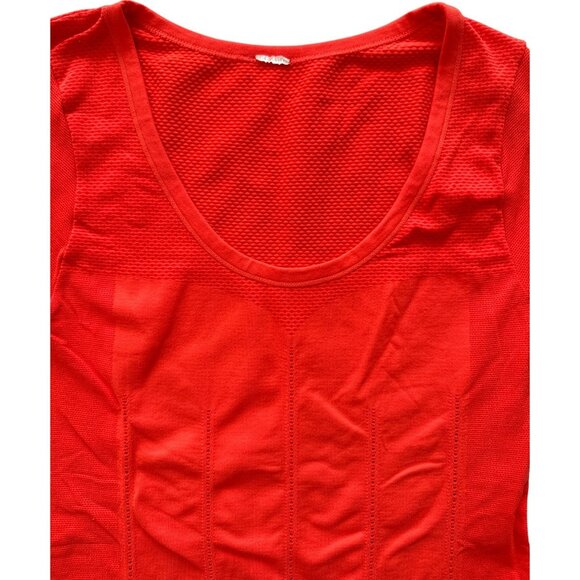 Womens Red scoopneck Long Sleeve Top with Mesh Detail & Scoop Neck - Picture 4 of 7